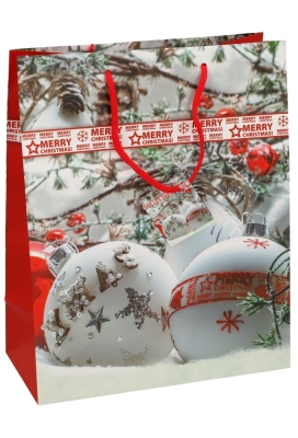 Kersttasjes Groot Snowball 26.5x13.5x32.5cm 12stuks