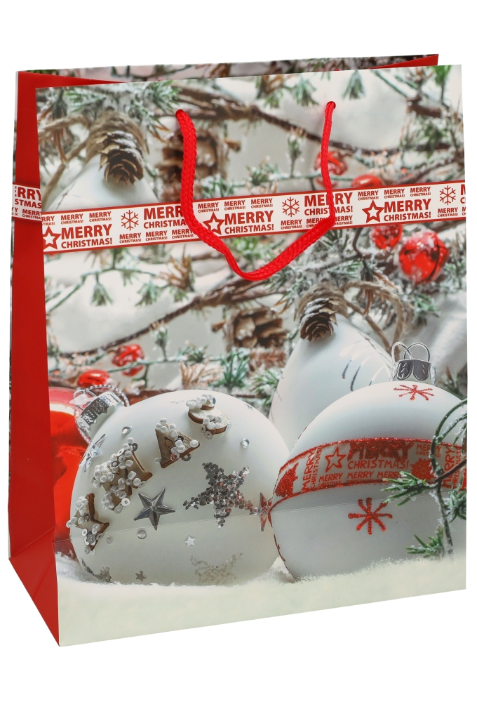 Kersttasjes Groot Snowball 26.5x13.5x32.5cm 12stuks