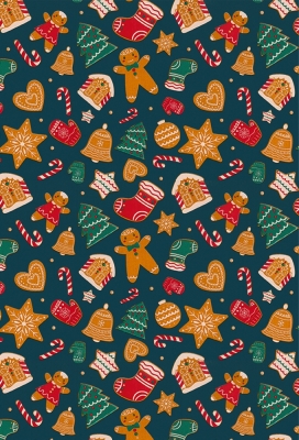 Kerstpapier Christmas Cookies Darkblue 50cm x 200meter