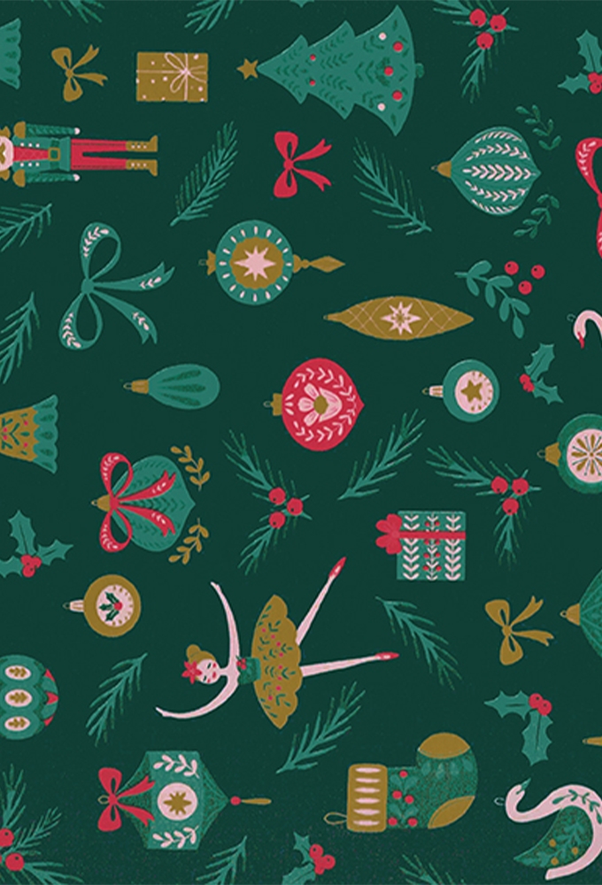 Kerstpapier Christmas Eve Green 50cm x 200meter