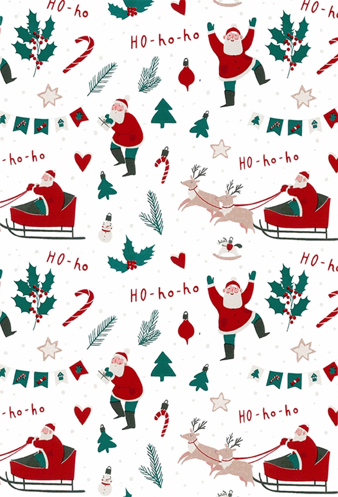 Kerstpapier Santa Sleigh 70cm x 200meter