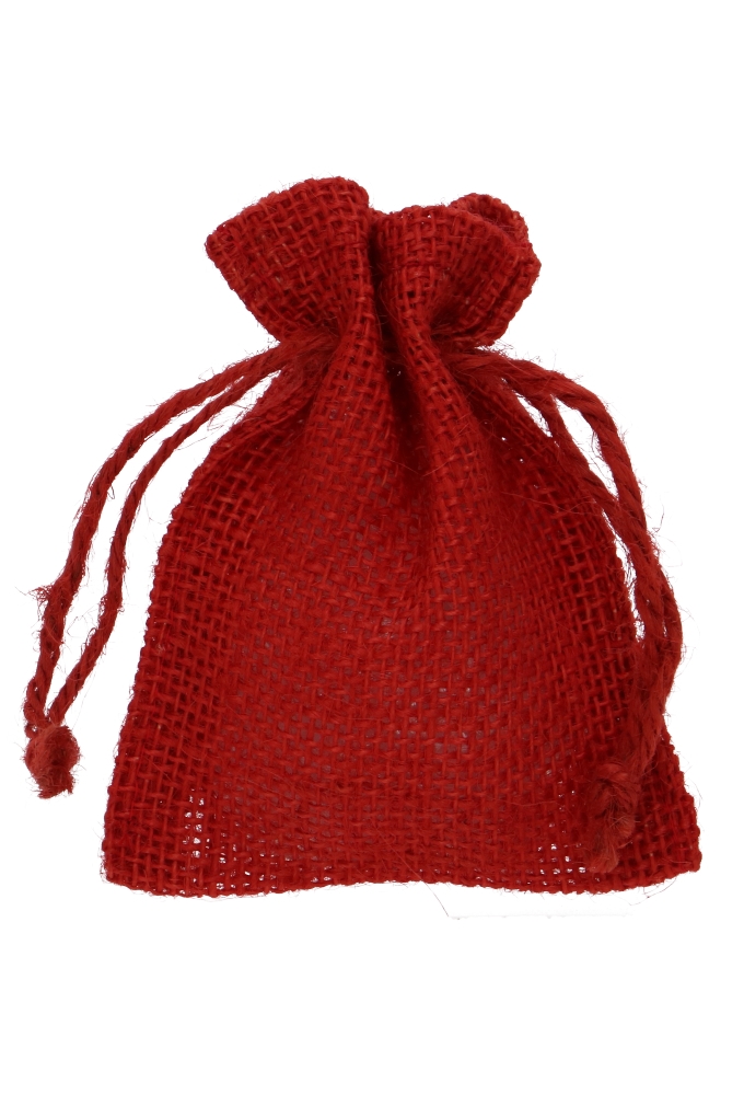 Jutezakje Met Koord Rood Klein 9x12cm 10stuks