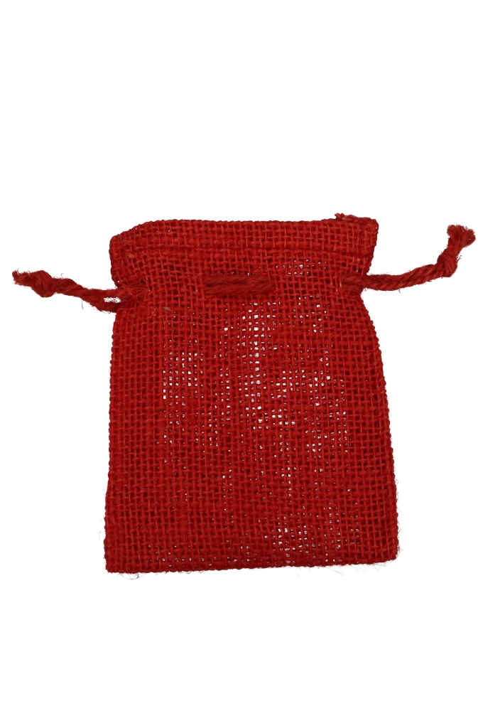 Jutezakje Met Koord Rood Klein 9x12cm 10stuks