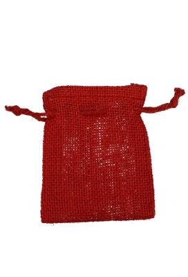 Jutezakje Met Koord Rood Klein 9x12cm 10stuks