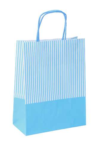 Papieren Draagtas Met Handvat Line Blauw 16x8x21cm 25stuks