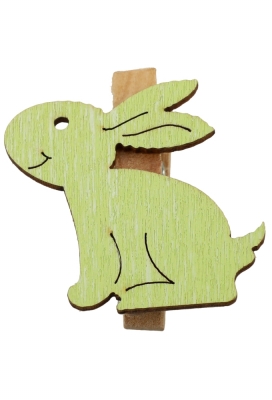 Houten Deco Knijper Haas Groen 3.8x3.6cm 36stuks