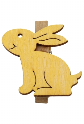 Houten Deco Knijper Haas Geel 3.8x3.6cm 36stuks