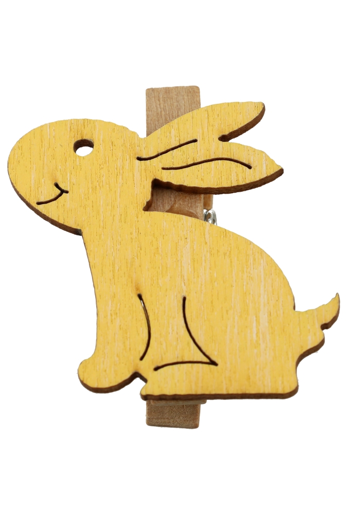 Houten Deco Knijper Haas Geel 3.8x3.6cm 36stuks