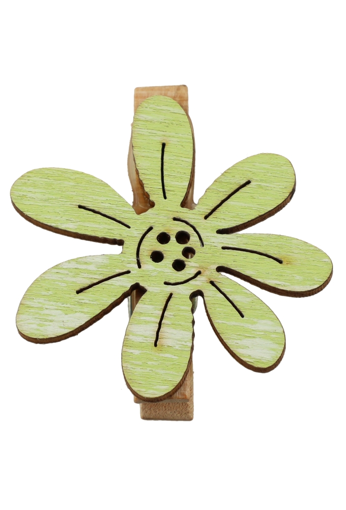 Houten Deco Knijper Bloem Groen 5x4cm 36stuks