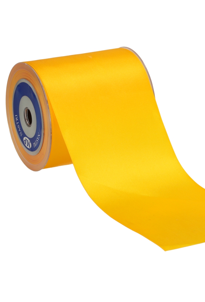 Satijn Lint Donker Geel Extra Breed 100mm x 25 meter