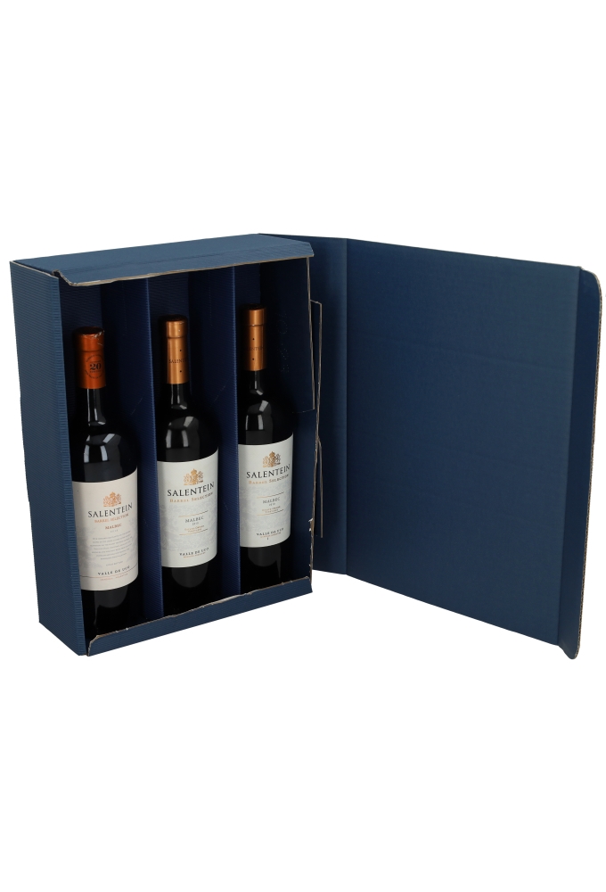 Wijndoos Modern Blauw 36x25x9cm 3fles 25stuks