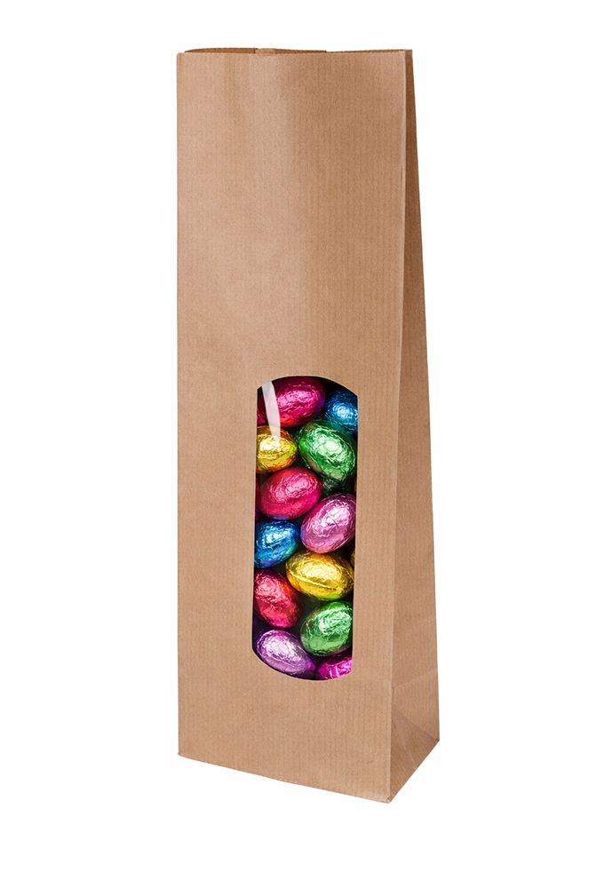 Blokbodemzakjes Kraft & Lange Venster Sealbaar 8x5x24cm 100stuks