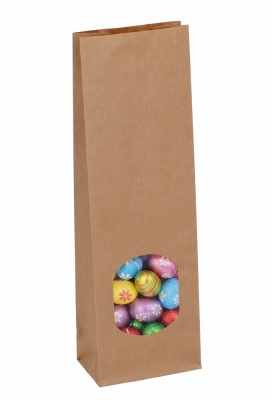 Blokbodemzakjes Kraft Met Venster Sealbaar 8x5x25cm 100stuks