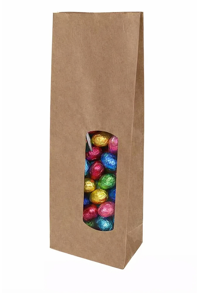 Blokbodemzakjes Kraft & Lange Venster Sealbaar 10.5x6.5x27.5cm100st