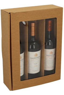 Wijndoos Modern Naturel met venster 36x25x9cm 3 fles 25stuks 