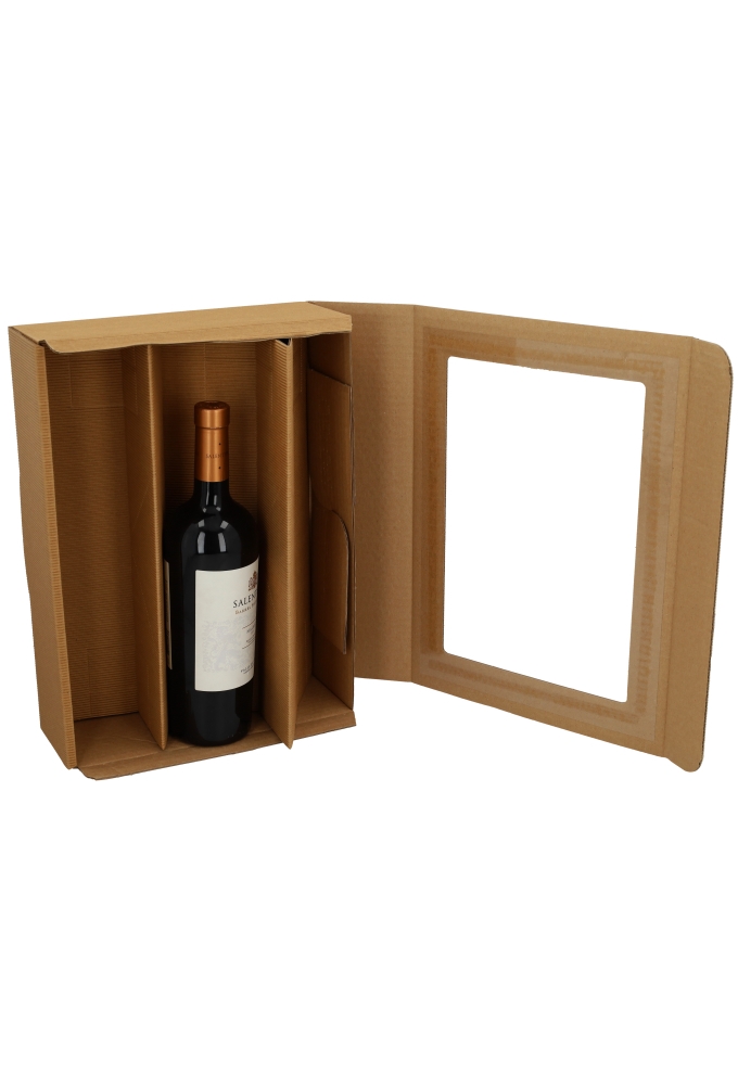 Wijndoos Modern Naturel met venster 36x25x9cm 3 fles 25stuks 