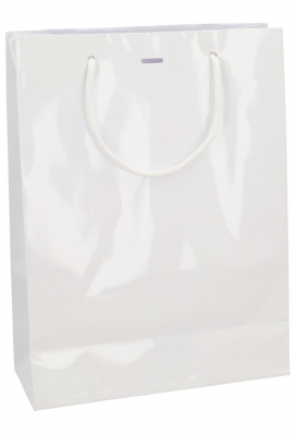 Kadotasje Sora Wit Glans Met Koord & Lintgleuf 24x10x32cm 10stuks