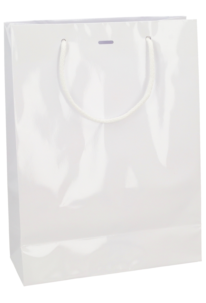 Kadotasje Sora Wit Glans Met Koord & Lintgleuf 24x10x32cm 10stuks