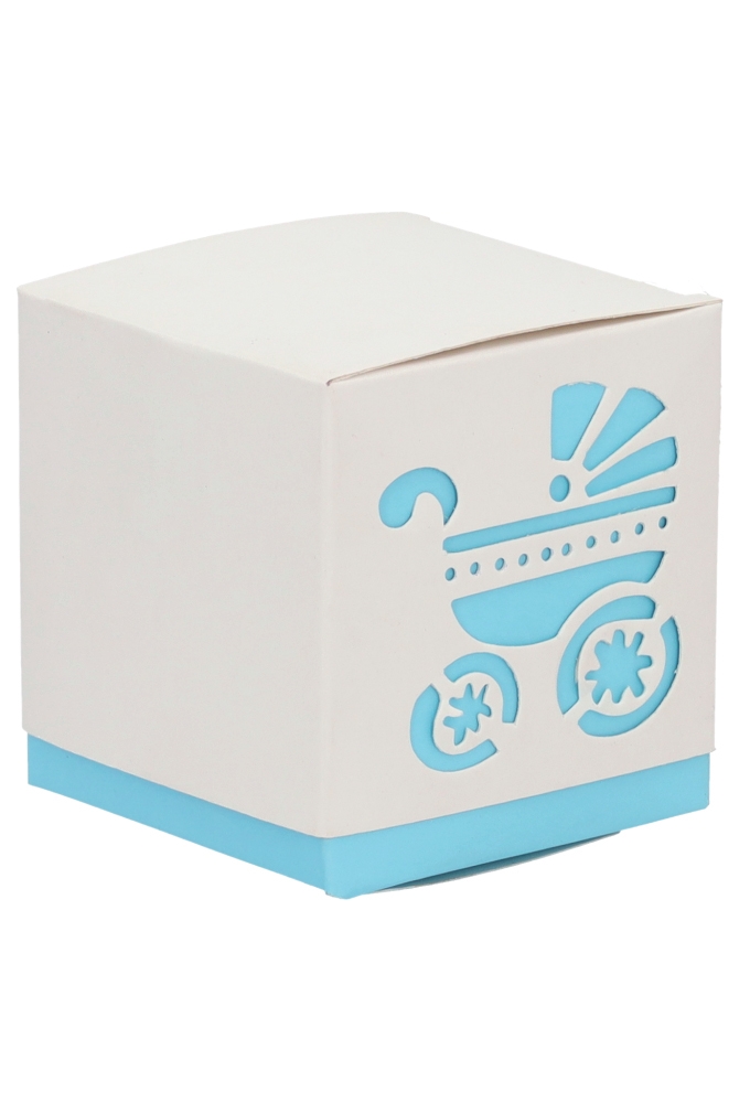 Kubus Kadodoosjes Kinderwagen Blauw 6x6x6cm 25stuks
