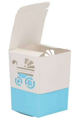 Kubus Kadodoosjes Kinderwagen Blauw 6x6x6cm 25stuks