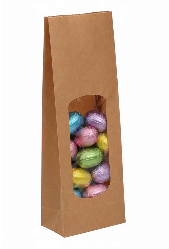 Blokbodemzakjes Lunaro Kraft Blanco & XL Venster 10x5.5x28.5cm 100stuks