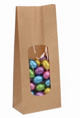 Blokbodemzakjes Lunaro Kraft Blanco & XL Venster 13.5x7.5x31.5cm 100stuks