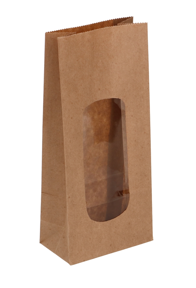 Blokbodemzakjes Lunaro Kraft Blanco & XL Venster 9x5x20.5cm 100stuks