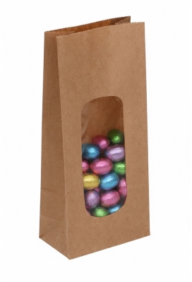 Blokbodemzakjes Kraft Blanco & XL Venster 9x5x20.5cm 100stuks