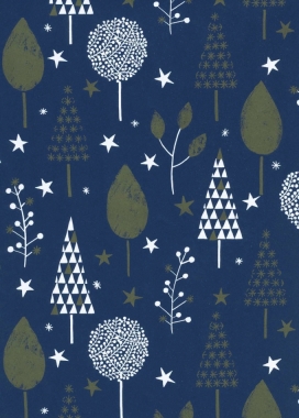 Kerstpapier Eco Recycling Wit Albero donkerBlauw 90gr 30cm x 200m