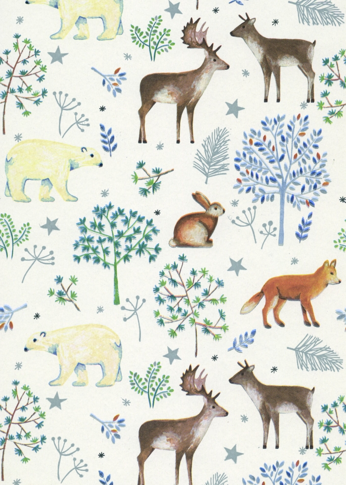 Kerstpapier Eco Recycling Wit Oberjoch 90gr 30cm x 200meter