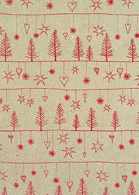 Kerstpapier Eco Recycling Bruin Avvento Rood 70gr 30cm x 200meter