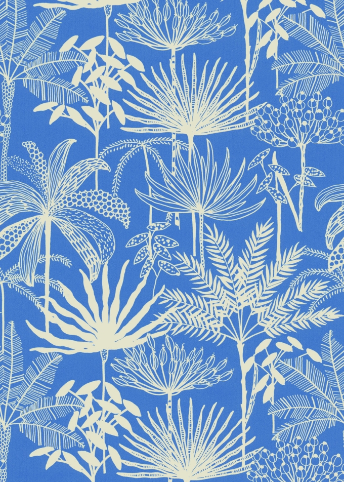 Geschenkpapier Eco Kraft Wit Japura Blauw 65gr 30cm x 200meter