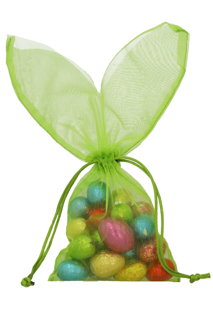 Organza Pasen Zakjes Groen Bunny 11x29cm 10stuks