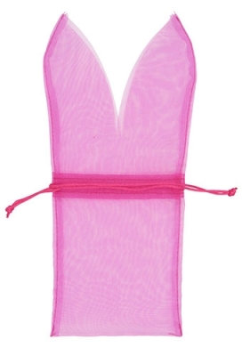 Organza Pasen Zakjes Fuchsia Bunny 11x29cm 10stuks