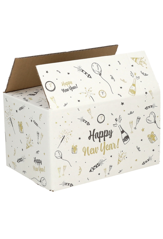 Geschenkdozen Happy New Year 21.5x15x12cm 30stuks