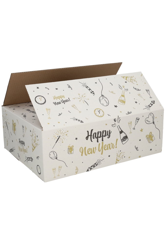 Geschenkdozen Happy New Year 39x29x13cm 15stuks