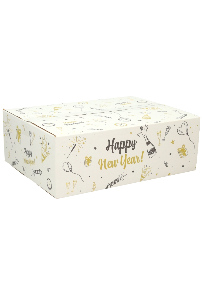 Geschenkdozen Happy New Year 39x29x13cm 15stuks