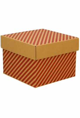 Geschenkdoos Torino Kraft Lines 20x20x15cm 20stuks