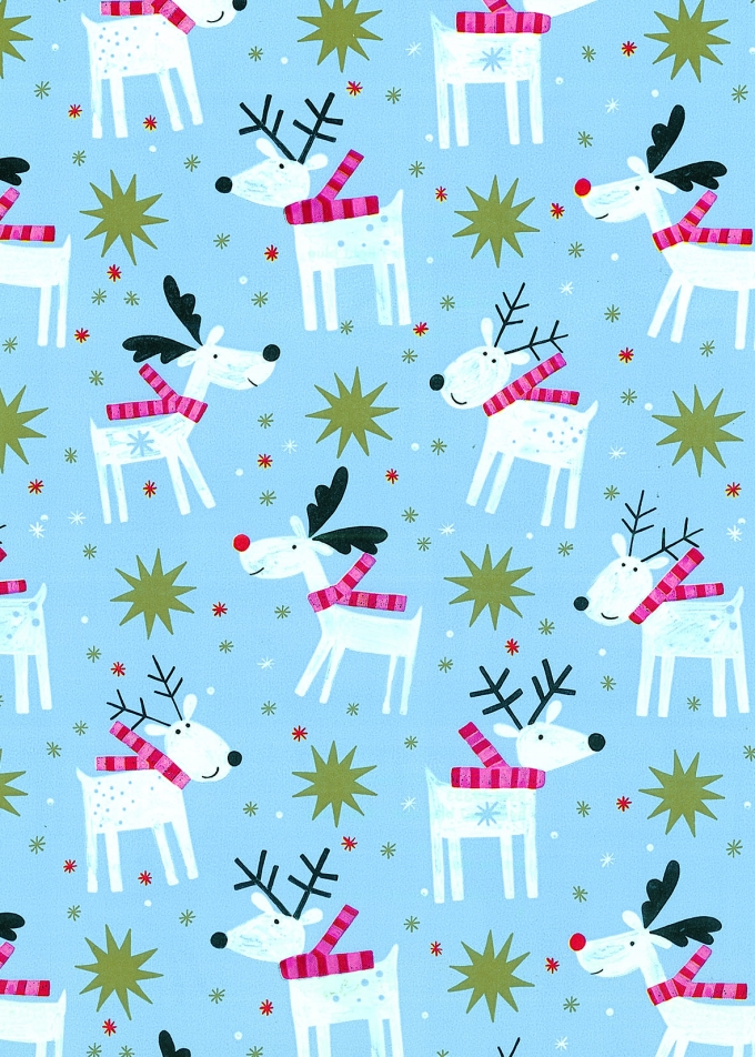 Kerstpapier Artline Mat Glad Reni lichtBlauw 90gr 70cm x 200meter