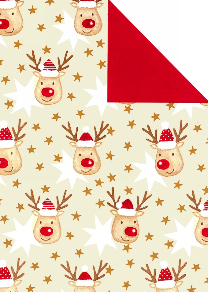 Kerstpapier Dubbelzijdig Artline Mat Glad Vasa Rood 50cm x 200meter