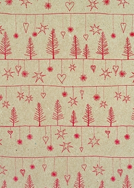 Kerstpapier Eco Recycling Bruin Avvento Rood 70gr 50cm x 200meter