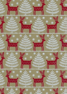 Kerstpapier Eco Recycling Bruin Bruneck Rood 70gr 50cm x 200meter