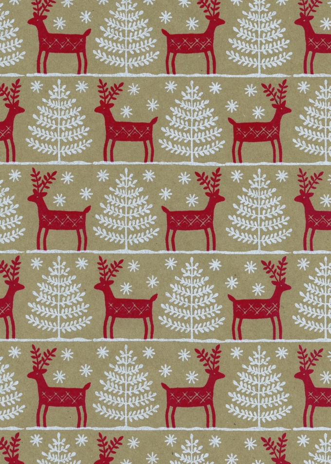 Kerstpapier Eco Recycling Bruin Bruneck Rood 70gr 70cm x 200meter