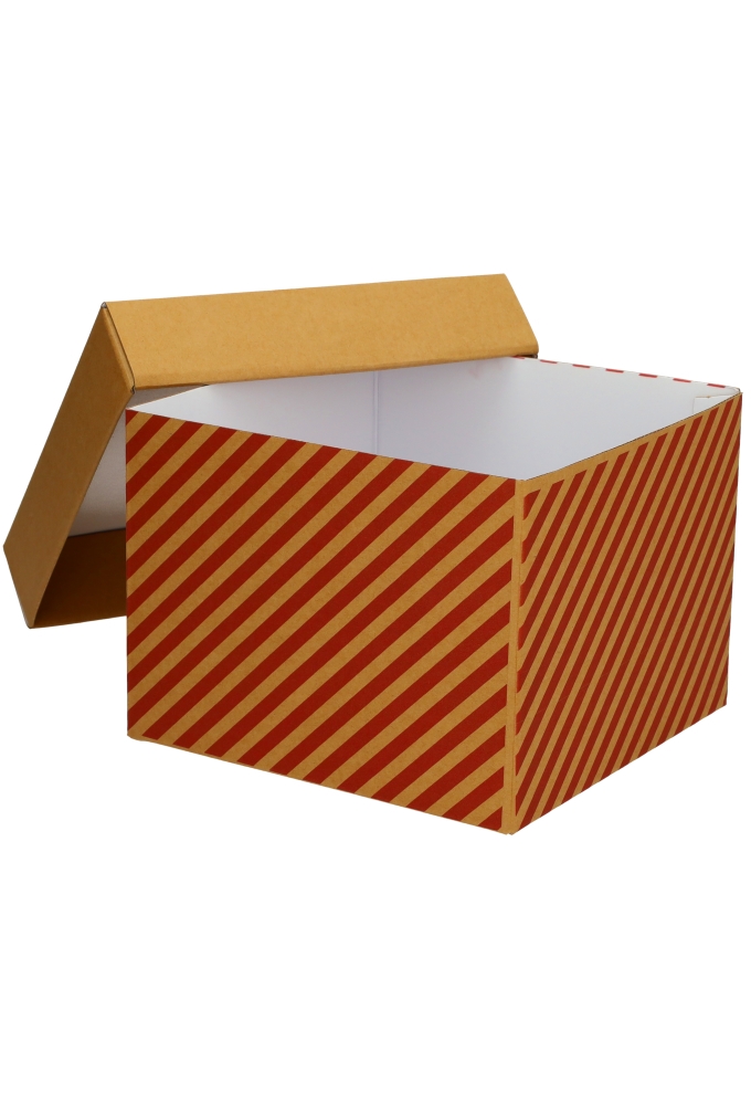 Geschenkdoos Torino Kraft Lines 20x20x15cm 20stuks