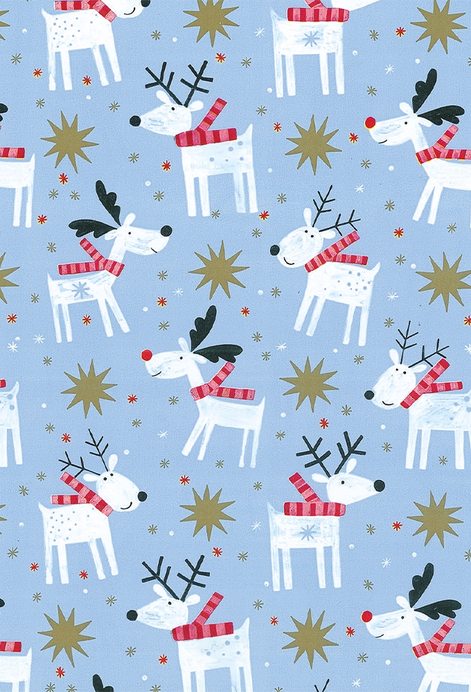 Kerstpapier Artline Mat Glad Reni lichtBlauw 90gr 30cm x 200meter