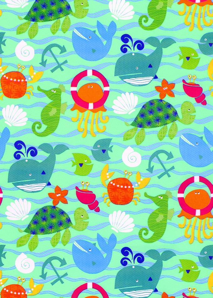 Geschenkpapier Artline Mat Glad Seaworld 90gr 50cm x 200meter