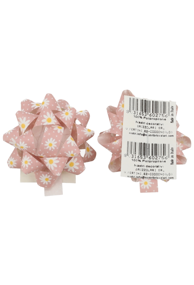 Mini Bows Strik Eco Gerecycled Roze Flower R50mm Met Plakker 50stuks