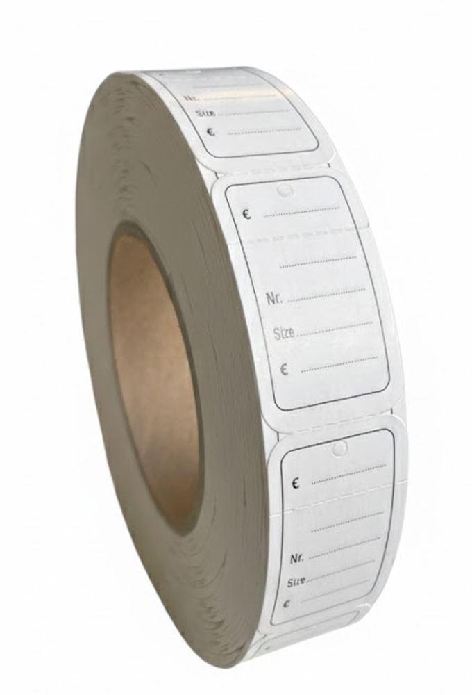 Hangetiketten Tags 30x50mm bedrukt op rol 1000stuks