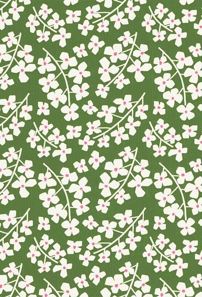 Kadopapier Coated Blossom Garden Groen 40cm x 200meter