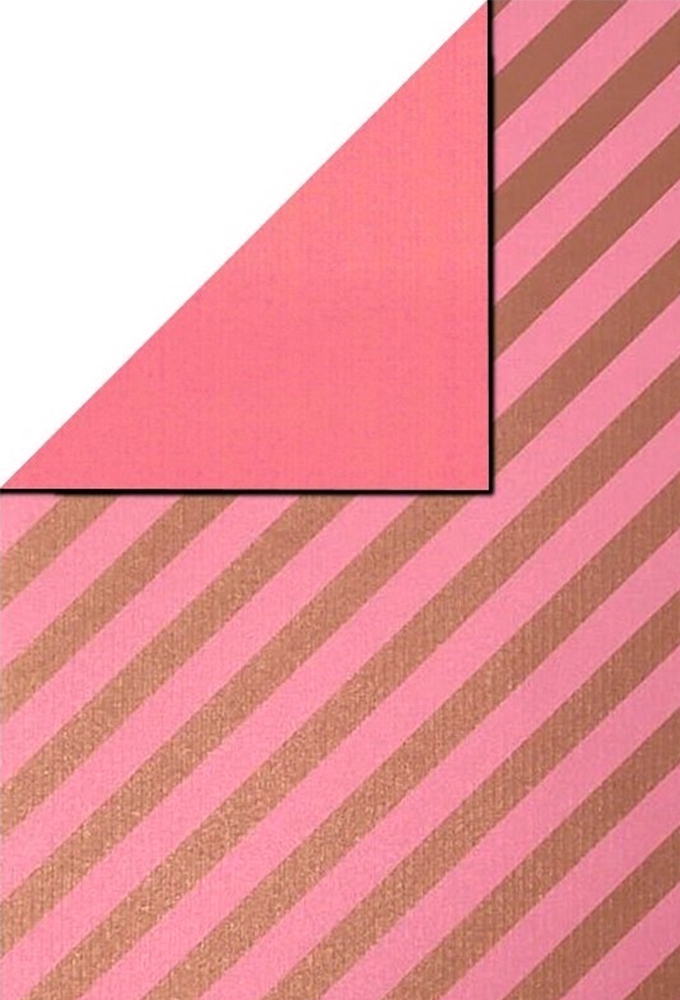 Kadopapier Dubbelzijdig Rosé Gold Stripe 40cm x 200meter